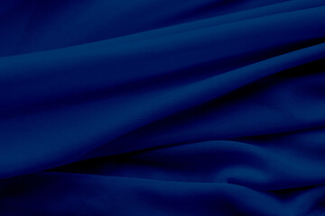 Obraz premium Background blue silk cloth wave abstract texture soft tablecloth cotton textile backdrop cosmetic beauty template presentation, silky velvet linen mockup cloth dress curtain backdrop