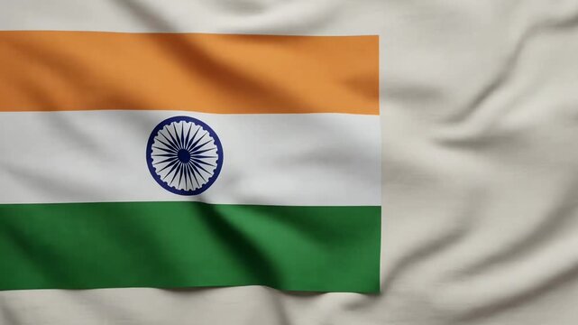 Indian national flag with Ashoka Chakra on waving fabric background for patriotic banner design