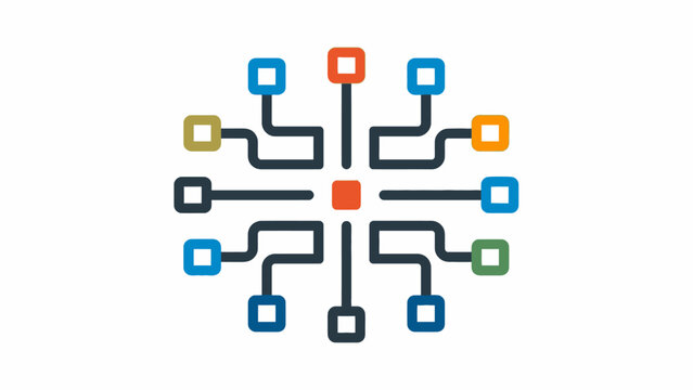 Colorful square circuit board processor icon