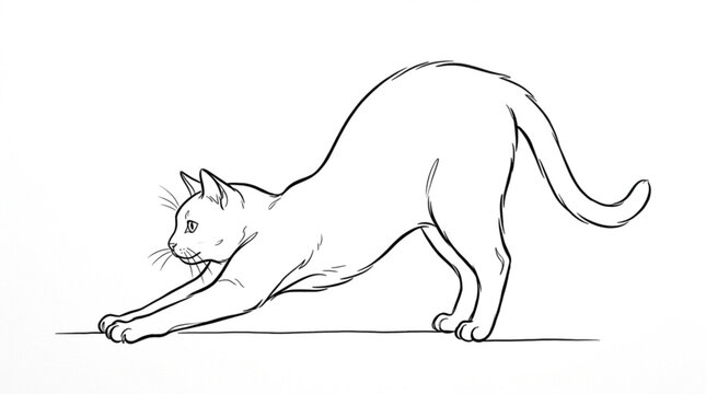 Stretching cat, yoga cat, feline illustration, animal vector