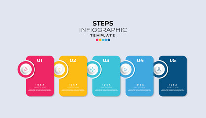 Obraz premium Modern minimalist elegant clean circular steps editable infographic design template