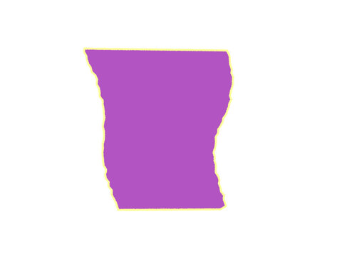 A vibrant purple rectangular shape with a subtle yellow border outline