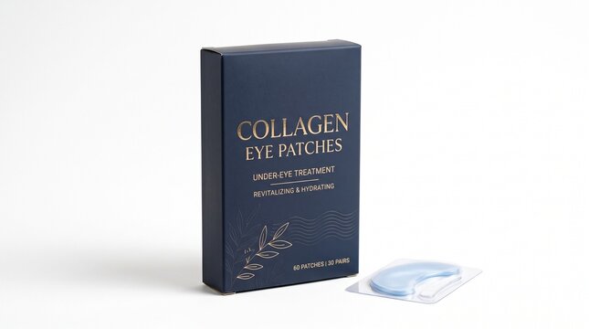 Collagen eye patches isolated on white background skincare product.