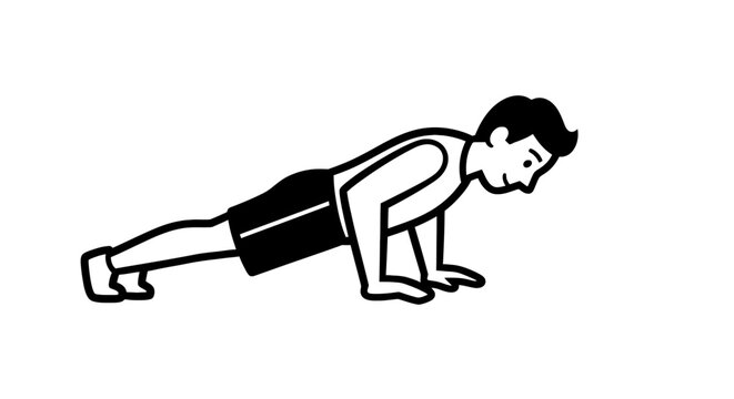Athletic man performing push-up exercise for strength