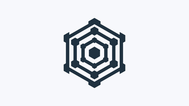 Geometric nested hexagon icon for corporate branding.