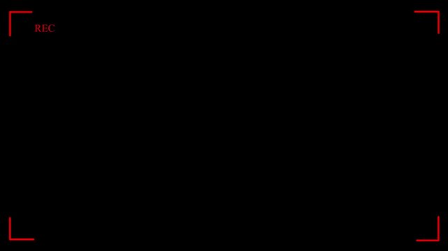 Cctv recording interface with red rec symbol and frame borders on black background for design