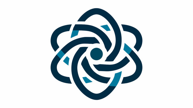 Interlocking orbital rings atom logo icon.