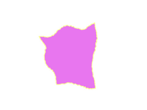 An irregular pink paper scrap with a thin yellow border edge silhouette