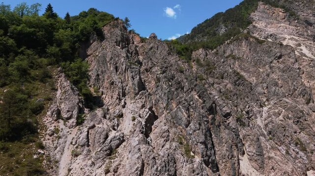 Sharp dolomites mountain summit near Andreis in Friuli. Beautiful wild nature background on a sunny day