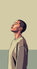 Obraz premium Stylized portrait of a person with eyes closed in contemplation