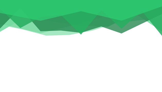 Green geometric abstract border PNG - layered low poly triangles, mountain landscape shape. Modern minimalist digital design, clean graphic. For web, banner, header, background.