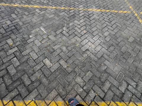 A detailed view of a concrete paving block floor featuring durable interlocking pavers with a clean geometric pattern. Ideal for construction, architecture, landscaping, urban design, driveways, walkw
