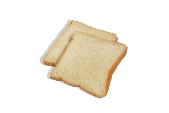 Two slices of white sandwich bread slightly angled and isolated on a transparent  background. Fresh sliced bread with a clean minimal composition, ideal for bakery, food, and ingredient concepts.