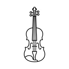 Fototapeta premium Minimalist violin string instrument line art icon.