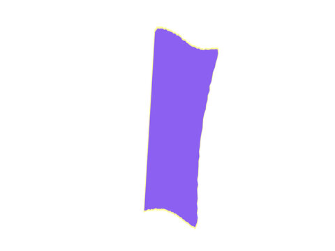 A single elongated violet abstract shape with a soft yellow border edge
