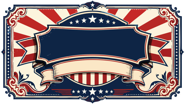 Patriotic banner for 4th of July with American flag design and blank label for text, july 4 instagram templates
