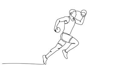 Fototapeta premium Handball Player Running, Continuous Line Drawing, Sport Action, Athlete Motion