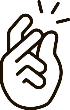 Simple line art icon of a hand snapping fingers with expression communication pictogram isolated minimalist movement interface branding fingertip