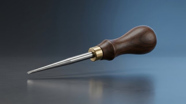 Brad awl 3D render pilot hole tool designed for woodworking preparation fastener placement and craftsmanship applications