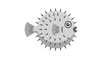 A cartoon pufferfish with spikes swims in the ocean on 2026-07-01. © Yolanda