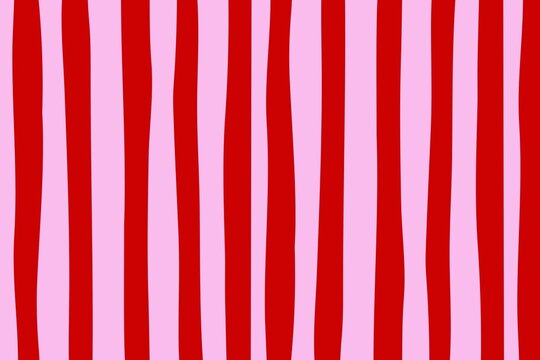 Vertical wavy stripes alternate between red and pink across the image