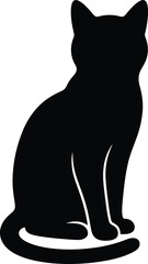 Black cat silhouette sitting © Poli