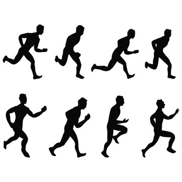 Runners Vector Silhouette Collection with Athletic Running People Sports Action Figures and Team Competition Illustration Design Set