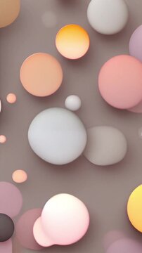 Soft pastel spheres in shades of peach, pink, and grey on a neutral background
