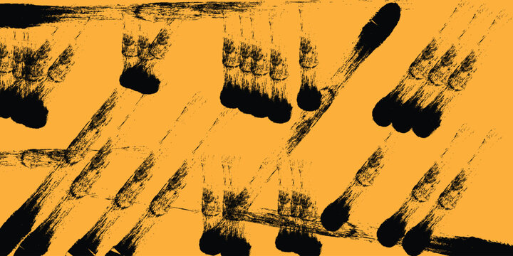 Leopard Print Background with Tiger Skin Texture and Black Ink Grunge Paint Splatter Vector Illustration Pattern Design Border Frame and Graffiti Brush Stain Elements