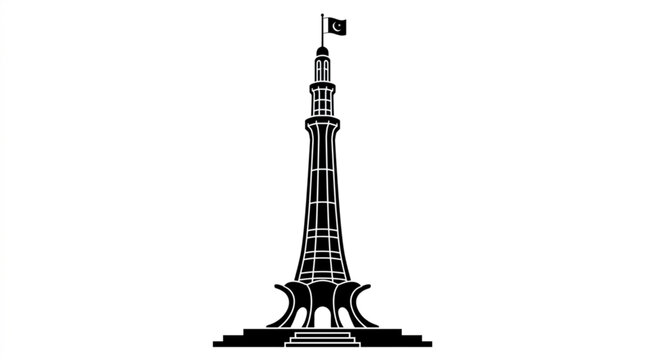 Eiffel Tower, Parisian Landmark, Black Vector Icon, Tower Illustration, Monument Silhouette