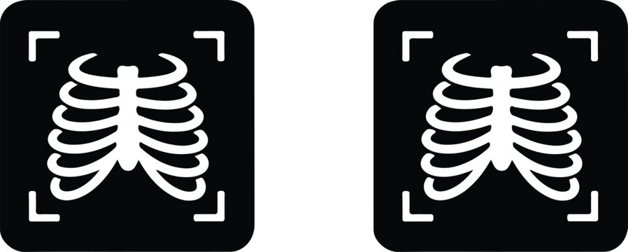 x ray chest bone two icon set vector