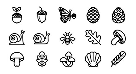 Nature and autumn black outline icon collection © Prime