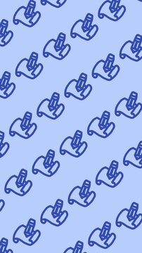 Seamless pattern of hand-drawn scrolls and pencil on an abstract vertical blue background animation for creative education doodle line art wallpaper. Seamless looping.