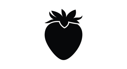 Strawberry shape in black silhouette against a white background silhouette berry © RmANom