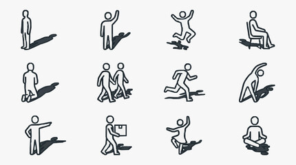 Obraz premium Sleek Black and White Line Drawing Illustrations of People Assisting Fallen Individuals in Various Scenarios