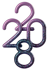 Fototapeta premium 3D Purple Glitter 2028 New Year Numbers
