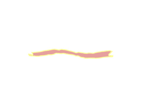 A horizontal paper ribbon banner with a soft pink fill and yellow border