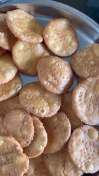 Mathri or matthi deep fried tea time snack made of whole wheat flour