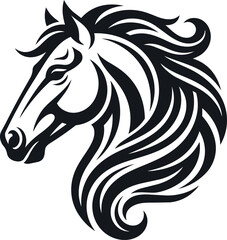 Obraz premium Stylized horse head with flowing mane illustration isolated on transparent background, Vector, illustration