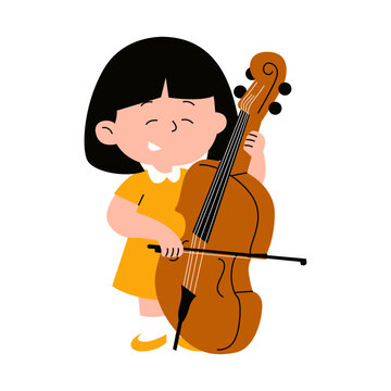 Little girl playing cello vector