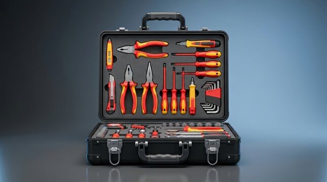 Maintenance tool kit 3D render comprehensive service collection engineered for repair procedures upkeep and workshop readiness