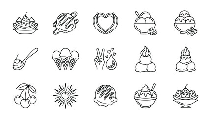 Fototapeta premium Hand-Drawn Ice Cream Icons: Desserts, Sweets, and Treats Collection