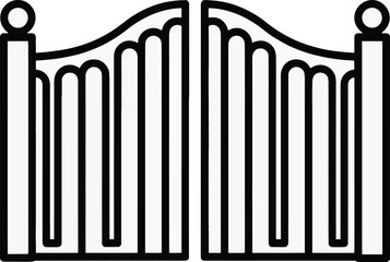 Obraz premium Classic black and white outline of an ornate double gate.eps