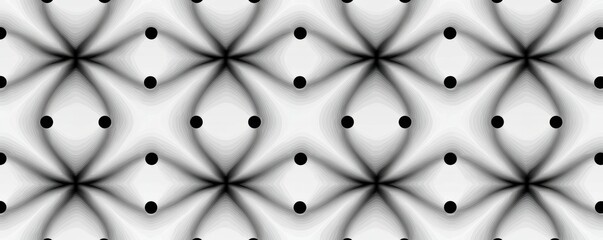 Fototapeta premium Geometric seamless pattern featuring black dots and soft flowing grey gradient wave shapes