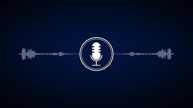 Logo animation rotates corporate media sound recorder icons on black. Audio podcast directory menus use a logo animation graphic layer. Minimalist style logo animation clip.