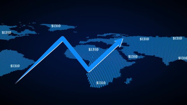 Graph chart animation drops business marketing asset indicators over maps. Commercial finance trading systems use a graph chart animation layout. Professional graph chart animation.