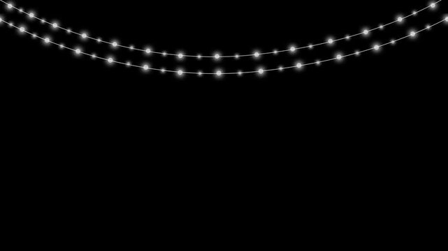 String lights decoration flashes festive glowing hanging illumination bulbs. Holiday event celebration video setups require a string lights decoration loop. String lights decoration clip.