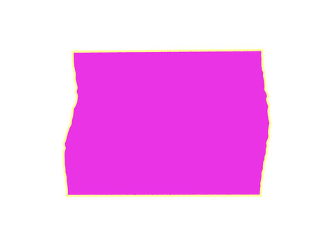 A vibrant rectangular patch of bright magenta color with a thin yellow border