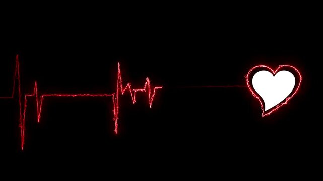 Heartbeat line animation draws red neon diagnostic pulse shapes online. Hospital intensive care monitoring systems use a heartbeat line animation layout. Clinical heartbeat line animation.