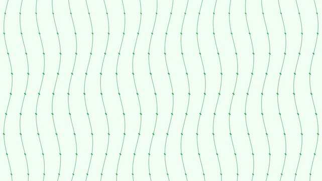 video showcasing a mesmerizing pattern of wavy green lines adorned with small dots, set against a soft light green background. The lines move in a smooth, flowing motion.
